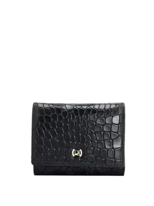Da Milano Small Leather Wallet for Women - Black