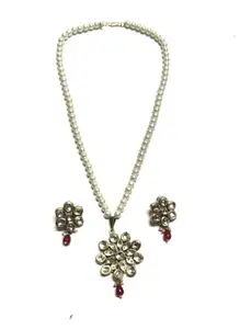 GP Collection Kundan Long Necklace with Earring Jewellery Set for Women Girls