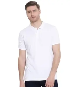AXMANN Men's Regular Fit Polo Neck Half Sleeve Without Pocket Solid Casual T-Shirt | Polo T-Shirt for Men Bleach White