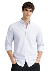 ADRO Mens Shirt with Subtle Stripes | Button-Down Collar | Long Sleeve | Smart Casual Regular Fit Shirts