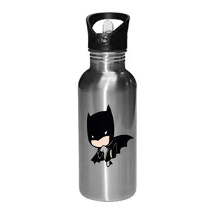 Gen7 Super Kid Printed Bottle |Leak Proof, Straw Cap | Lightweight Sipper Bottle � 600 ml [Silver]