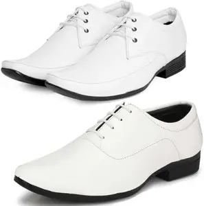 Vitoria Derby Shoes for Men | Shoes for Men with PU Sole | Comfortable & Lightweight |Durable & Trendy Design | Color : Multicolor | Size : 6, VTR_1006Wht_VTR_1007BdrWht_2S_6
