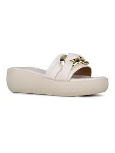 Inc.5 Womens Cream Party Wear Solid Round Toe Wedge Heels