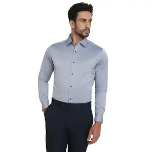 Raymond Men Slim Fit Structure Pattern Pure Cotton Semicutaway Collar Full Sleeve Formal Shirt (Size: 42)-RPSY09194-B5 Medium Blue
