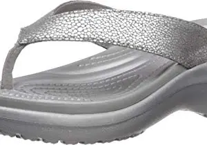 Crocs Women Silver Flip-Flops-6 UK (38.5 EU) (8 US) (205782-00N)