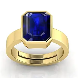 AKSHITA GEMS 20.25 Ratti 19.00 Carat Certified Original Blue Sapphire Gold Plated Ring Panchdhatu Adjustable Neelam Ring for Men & Women by Lab Certified
