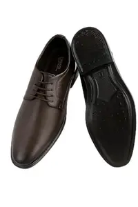 Black Leather Shoe (Brown, UK Footwear Size System, Adult, Men, Numeric, Medium, 7)