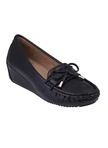 pelle albero Women's Black Loafers (PA-OS-004)