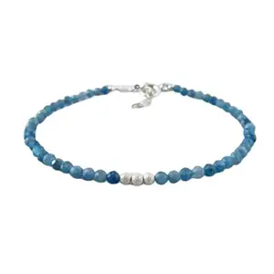 Gems_Hub Blue Kyanite Bracelet with Silver Clasp – 3mm Round Beads – Faceted Cut – Healing, Fashion, Gift, Spiritual, Yoga|FIZA_LINK_01498