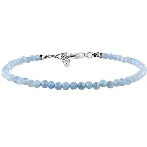 RRJEWELZ Aquamarine Bracelet for Men & Women – 3mm Round Faceted Blue Beads – 7 inch Adjustable with Silver Plated Clasp – Healing, Fashion, Gift, Spiritual, Yoga|LCBR_RR_00820