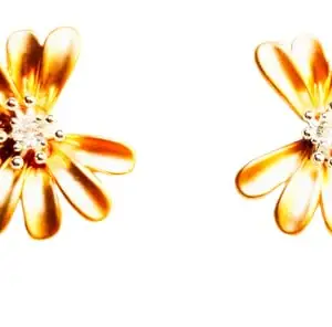 Floral Design Gold-Toned Stud Earrings for Women, Fashion Jewellery,matte finish anti turnish flower shaped ear studs
