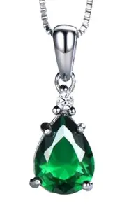 BEAUTIFUL PENDANT WITH HEART OF THE FOREST GREEN EMRALD AND PURE 925 STERLING SILVER