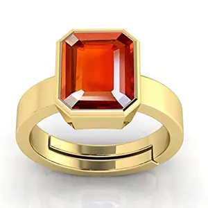 JAGDAMBA GEMS 8.00 Ratti Natural Gomed Stone Astrological Gold Ring Adjustable Gomed Hessonite Astrological Gemstone for Men and Women (Lab - Tested)
