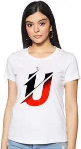 Typography Women Round Neck White T-Shirt RI_WPRNT#U002-XL