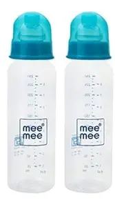 Mee Mee Baby Plastic Feeding Bottle 250Ml |BPA-Free with Eazy Flo Technology, Anti-Colic Valve, Non Toxic & Ergonomic Design for New Born/Infants/Toddler Upto 3 Yrs (Blue, Pack of 2)