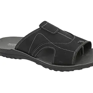 AEROWALK Stylish T-Shape Fashion Slipper for Men | Comfortable | Lightweight | Anti Skid | Casual Office Footwear (RG92_BLACK_40)