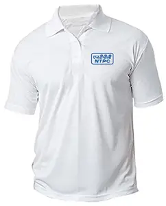 I AM ROMPER NTPC Logo Printed Polo/Collar Half Sleeve T-Shirt for NTPC Staff Employee Promotion T Shirt for Men and Women White