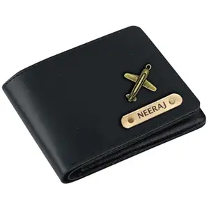 NAVYA ROYAL ART Personalised Customized Leather Wallets with Name and Charm - Black01