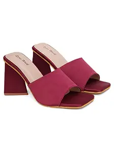 Retro Walk Fashionable Sandal for Girls and Women |Maroon |Block Heels|