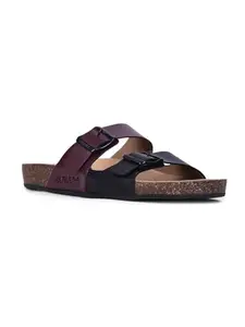 Liberty Healers J332-13 Casual Slip-on With Buckle Sliders For Women - TPR Sole | PU Upper | Synthetic Insole | Comfortable & Moder Design | Durable & Breathable | Outdoor & Fashion (Black - 38 EU)