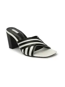 ELLE Women's EL-AF-W-17 Comfortable, Fashionable and Stylish Slide Sandal for Casual Office I Formal Use Black-White 6 Kids UK