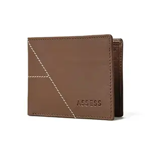 ASSESS Genuine Leather Wallet for Men with Anti-Theft RFID Protection Minimalist Slim Bi Fold Purse with Card Holder Slots with Gift Box Colour- Brown