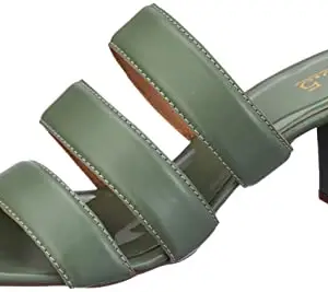 Inc.5 Women Green Block Heel Thong Sandal