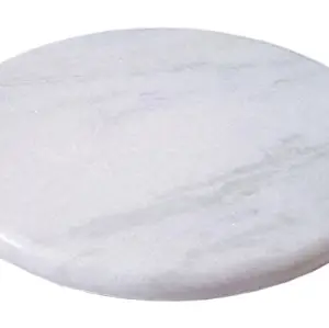 JMH Marble Chakla or Pure White Marble Roti Maker or Rolling Pin Board or Round Board, Cheese Platter, Serving Tray, Chapati Flatbread Tortilla Presser, Lazy Susan for Table(10 Inches)