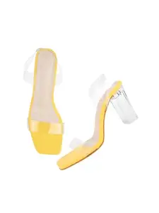 Selfiee Casual and Classy Transparent Block Heels Chunky Heel Sandals Comfortable & Trendy Party Heels for Girls & Women