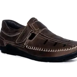 Buckaroo WALLACE FullGrain Natural Leather Grey Casual Closed Sandal For Mens: Size UK 11