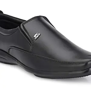 MACTREE Men's Genuine Leather Slip On Shoes for Formal Wear (Black Colored)(1102-8)