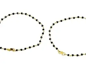 10 Inch Adorable Designer Model Gold Anklets For Women and Girls(Black Crystal)