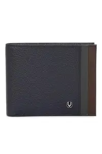 Allen Solly Men Navy Stripe Genuine Leather Wallet