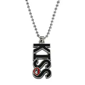 M Men Style Valentine Lover Gift Alphabet KISS Beautiful Locket With Chain Lip Charm Black And Red Zinc And Metal Alphabet Pendant Necklace Chain For Men And Women