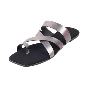 Mochi Women Gun Metal Flat Fashion Chappal UK/3 EU/36 (32-94)