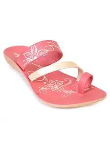 AJANTA Womens Pink Flat Sandal PU2014