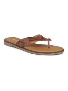 Inc.5 Women Tan Textured Open Toe Flats
