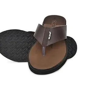 DR STTEP Men's Stylish Flip-Flops | Comfortable & Durable Slippers for Daily Wear | Anti-Skid Sole & Lightweight Design_Brown_11_Pack of 4