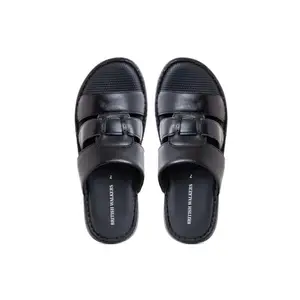 Khadim's British Walkers Black Leather Mule Slip On Sandal for Men (7640046)
