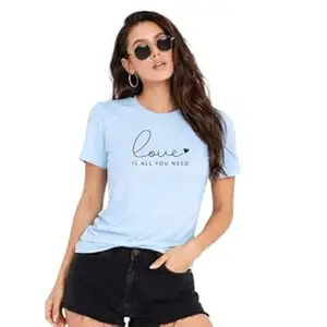 NAVRAAH Women Printed Love Cotton T-Shirt | Regular Fit | Round Neck | Half Sleeve | Soft Breathable Cotton Casual & Everyday Wear Top