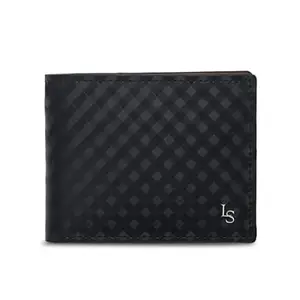 LOUIS STITCH Spanish Leather Two Fold Wallet with Zip Pocket for Coin, 2 Card Slots and 1 Cash Compartment | RFID Protected Black Pocket Wallet | Genuine Leather (LSWL-08-TCCRJB)