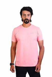 COCKTAIL FASHION Men's Wear Baby Pink Crewneck T-Shirt with Pablo Embroidery (Roundneck) (40)