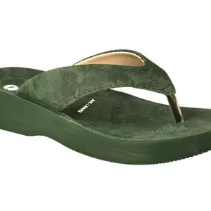 AEROBLU Olive Synthetic Floral Casual Lightweight Open Toe Comfortable Flat Slipper For Women (AEAAH2-OLIVE-35)