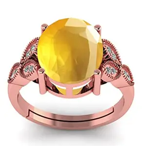 LMDLACHAMA LMDLACHAMA 3.25 Ratti 2.50 Carat Certified Yellow Sapphire Rose Gold Patti Ring Adjustable For Women's