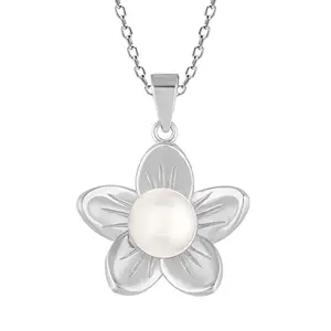 GIVA 925 Silver Floral Pearl Pendant | Gifts for Girlfriend,Pendant to Gift Women & Girls | With Certificate of Authenticity and 925 Stamp | 6 Month Warranty*