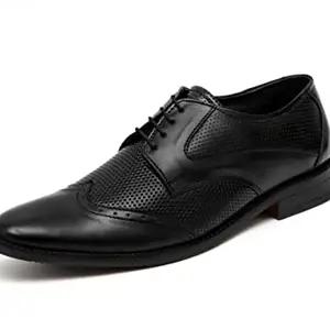 ARAMISH Black Genuine Leather Brogue Formal Shoes for Men - 7 UK