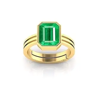 PAYAL CREATION 3.25 to 16.25 Ratti Natural Emerald Panna Panchdhatu Adjustable Rashi Ratan Gold Plating Ring for Astrological Purpose Men & Women(Lab Approved)