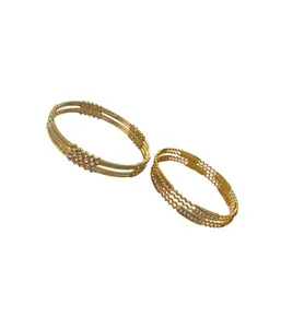 AARTISAI Traditional Indian Gold-Plated Bangles, Intricate Designs, Set of 2 (2.4)