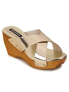 Maliso Women Golden Heels (FF-D-1121-Golden-41)
