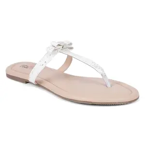 LOUD POUT Charm Women Pu Flats Slippers Stylish Model Fashion Flat Casual Daily Use For Girls,Women,Ladies (White)